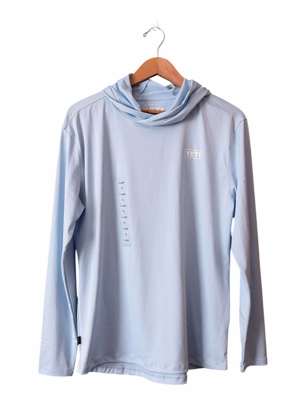 Yeti Men’s Pale Blue Lightweight Hooded Long-Sleeve Performance Shirt Sz XL